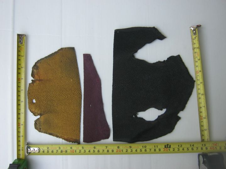เศษหนังปลากระเบนแท้-stingray-leather-scraps-หลายสี-น้ำหนัก-81-กรัม-sk653