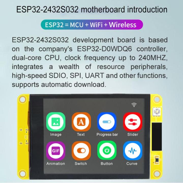 บอร์ดพัฒนา-esp32-3-2นิ้วจอแสดงผลอัจฉริยะโมดูล-iot-การพัฒนา-mcu-ไอพีเอสทีเอฟที-rgb-lcd-240x320-dual-core-cpu-wi-fi-บลูทูธ