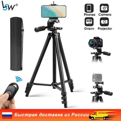 Mobile Phone Tripod for Camera with Phone Holder &amp; Bluetooth Remote Control Gopro Alloy with Bag Lightweight for Video Travel