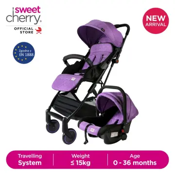 Sweet Cherry Stroller Car Seat Carrier, Purple Car Seat And Stroller Set