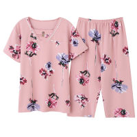 Plus Size M-4XL Summer Style Pyjamas Women Short Sleeve Female Floral Print Princess Pajamas Set High Quality Pijama Feminino