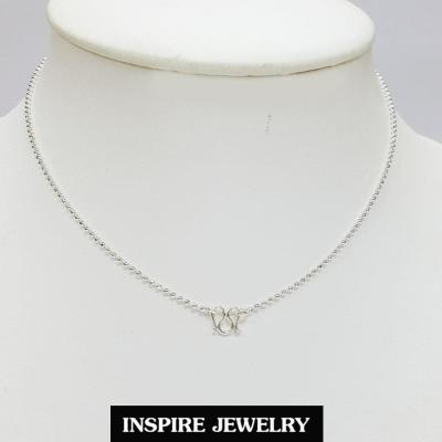 Inspire Jewelry , สร้อยคอลายไข่ปลาเล็ก ชุบเงิน สำหรับเด็กยาว 14  Silver Plated พร้อมถุงกำมะหยี่