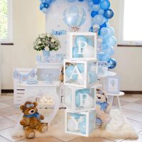 ；‘。、’ Alphabet Custom Transparent Box Baby Shower Decor Boy Girl Wedding 1St Birthday Party Decoration Kids Babyshower Balloon Box