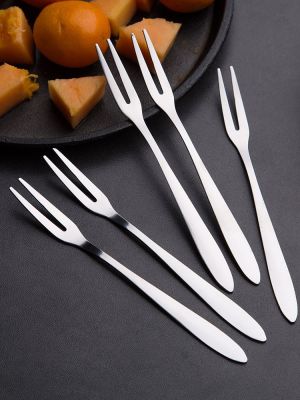 [Durable and practical] MUJI home stainless steel fruit fork set creative European-style small fork for childrens fruit picking and fruit insertion