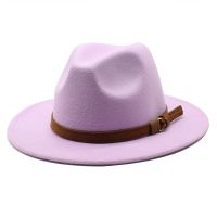 New Women Men Wool Fedora Hat With Leather Ribbon Gentleman Elegant Lady Winter Autumn Wide Brim Jazz Church Panama Sombrero Cap