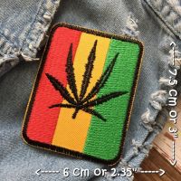 ใบกัญชา Reggae ตัวรีดติดเสื้อ อาร์มรีด อาร์มปัก ตกแต่งเสื้อผ้า หมวก กระเป๋า แจ๊คเก็ตยีนส์ Hipster Embroidered Iron on Patch