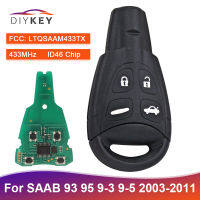 DIYKEY 434MHz ID46 PCF7946 Chip 4 Button Car Key Fob For SAAB 93 95 9-3 9-5 2003-2011 Smart Remote FCC: LTQSAAM433TX