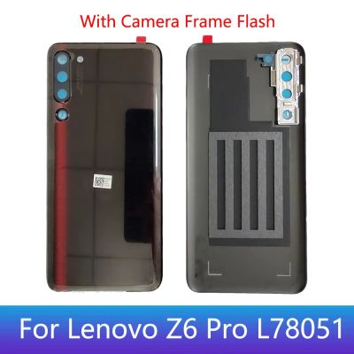 Original New For Lenovo Z6 Pro L78051 Glass Lid Back Battery Cover Housing Door Rear Case with Camera Frame Flash Replacement Parts