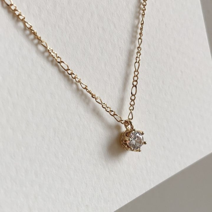 hadesories-the-crown-necklace-สร้อยลายโซ่ชุบทองคำขาวพร้อมจี้รูปมุงกุฏเพชร-บริการเก็บเงินปลายทาง
