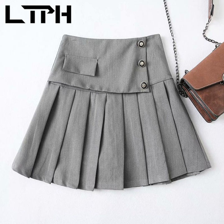 ltph-korean-fashion-high-waist-skirt-women-irregular-pleated-safety-lining-design-england-style-mini-suit-skirts-autumn-new