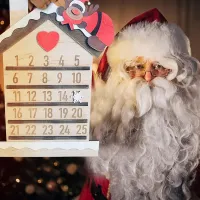 Christmas Collection Decorative &amp; Reusable Wooden Countdown Calendar, 11.8inch, Santa Beard