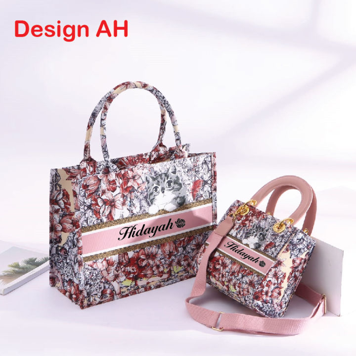 Premium High Quality Mini & Medium Size Canvas Bag with Sublimation  Printing Design Customize Name (Full Lining with Zip) Free Twilly