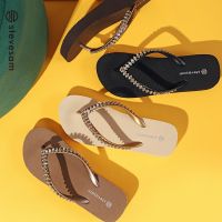 Diamond flip-flops female wedge antiskid thick at the end of the summer fashion lady wears outside the seaside beach pinches cool slippers