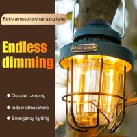 LED Vintage Lantern 260LM Atmosphere Light IPX4 Waterproof Type C Charging 2000 MAh Stepless Dimming Last Up To 4-50H for Hurricane Survival Kits