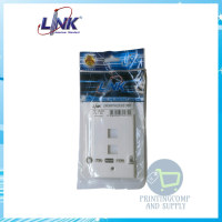 LINK FACE PLATE 2 PORT  รุ่น US-2312 หน้ากากมันเงาสีขาว