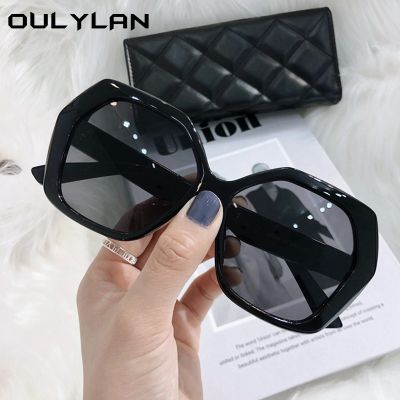 Oulylan Trends Polygon Sunglasses Women Men Retro Oversized Sun Glasses Luxury Brand Design Eyewear UV400 Black Colored Glasses