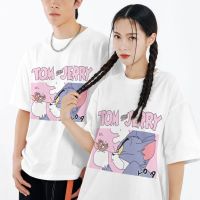 O now เสื้อ ทอมแอนด์เจอร์รี ทรงหลวม cotton Tom and Jerry แขนสั้นคอกลม แฟชั่นคู่รัก พิมพ์ลายการ์ตูน ผู้ชายและผู้หญิงสามารถใส่ SIZE:S-5XL