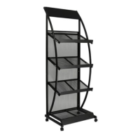 ชั้นวางแคตตาล็อค ชั้นวางของ โบรชัวร์ 4 ชั้น รูปทรงตัว S วัสดุเหล็ก -S Style Iron Literature Display Rack