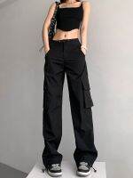 ✔✼♘ Sweet cool hot girl black overalls womens summer loose quick-drying wide-leg pants ins casual paper bag pants mopping trousers