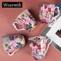 Wourmth แก้วกาแฟหรูถ้วยเอนกประสงค์สูงถ้วยชา/นมยุโรปพร้อมถ้วยคุณภาพสูงขอบทองแก้วน้ำเซรามิก260มล.