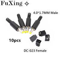 10Pcs DC-023 4.0mm x 1.7mm Black DC Power Jack Socket Connector DC023A 4.0*1.7mm Male 4.0x1.7 1.7mm needle DC Female Jack DC023  Wires Leads Adapters