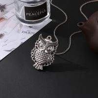 Ethnic Style Vivid Animals Cute Carved Owl Pendant Long Thin Chain Vintage Antique Silver Plated Necklaces For Women Fashion Chain Necklaces