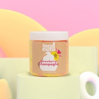 Madcute Whipped Soap สบู่วิปครีม ออร์แกนิค น้ำหอมนำเข้า เกรดพรีเมี่ยม กลิ่น Strawberry Champagne 140 g