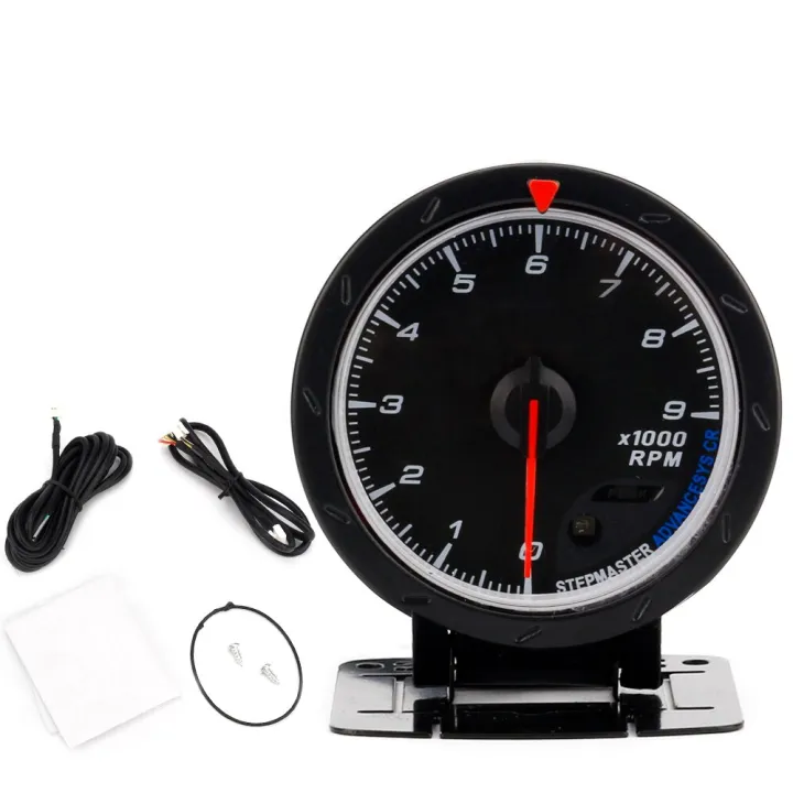 60MM Car Tachometer Red & White Lighting 09000 Rpm gauge Black face