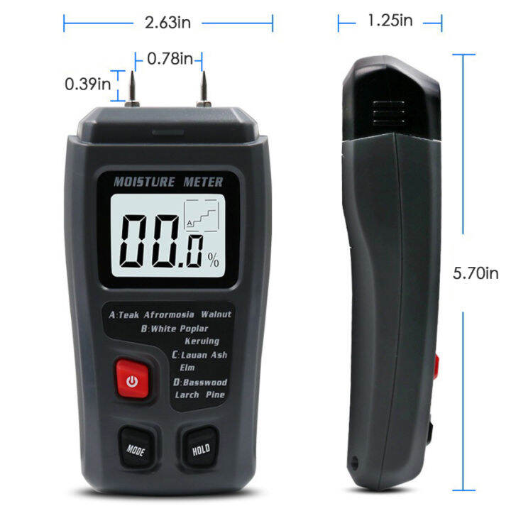 EMT01 Two Pins Digital Wood Moisture Meter 099.9 Wood Humidity Tester