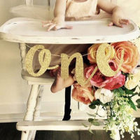 con309 Glitter One BANNER GIRL BOY 1st Birthday เก้าอี้เด็กทารกอาบน้ำ PARTY Decor