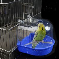 Transparent Bird Bath Box Parrot Bathing Cage Accessory Small Birds Bath Water Box For Cage Parakeet Canary Budgerigar Lovebirds