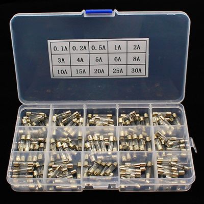 15Kinds 150pcs 5x20 Fast-blow Glass Tube Fuses Car Glass Tube Fuses Assorted Kit 5X20 with Box fusiveis 0.1A-30A Household Fuses