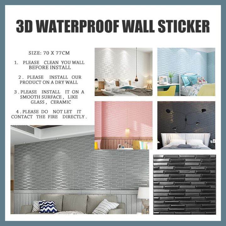 Selfadhesive Wall Panels with Oblique Design 3D Foam Bricks for