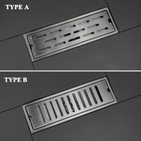 SUS 304 Stainless Steel Brushed Square Shower Grate Cover Long Drainage Bathroom Floor Waste Grates Bath Shower Drain Strainer Traps Drains