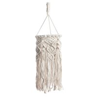 Boho Macrame โคมไฟแขวนโป๊ะโคมไฟเชือกห้อยผ้าฝ้ายโป๊ะโคมไฟระย้าประดับตกแต่งห้องเลี้ยงเด็กของบ้าน