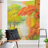 Autumn wind leaves golden road autumn nature forest landscape background tapestry home decoration wall cloth