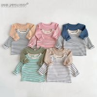 Infant Newborn Girls Boys Summer Full Sleeve Striped Top Tees Kids Baby Casual Bottoming Shirts Toddler T-shirts Cotton Clothing