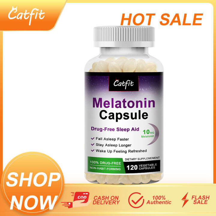 Catfit Melatonin Capsules 10 Mg Help Deep Sleep Relieve Stress Anti ...