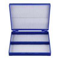 Royal Blue Plastic Rectangle Hold 100 Microslide Slide Microscope Box