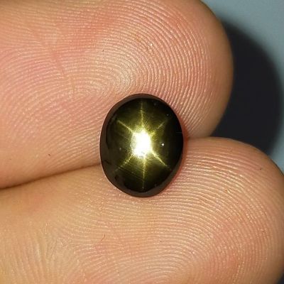 พลอย สตาร์ แซฟไฟร์ ธรรมชาติ แท้ ( Natural Black Star Sapphire ) หนัก 3.44 กะรัต