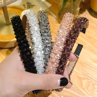 แฟชั่นเกาหลีคาดศีรษะสำหรับผู้หญิงกด H airband เลดี้4แถวเงา rhinestone สีผมห่วงเครื่องประดับผมที่สง่างามถั่ว