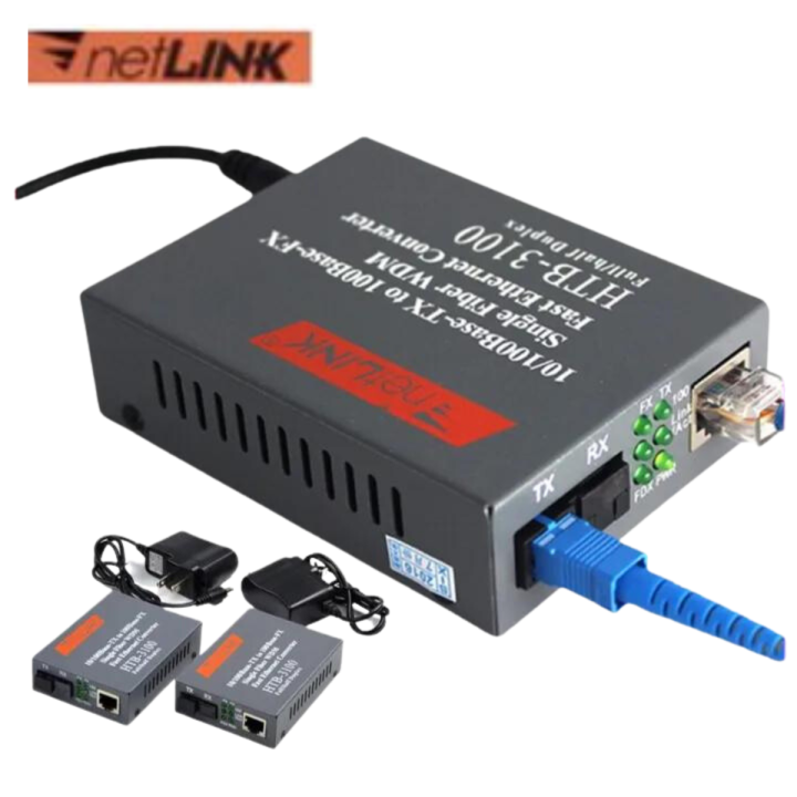 HTB3100 Fiber Optic NetLink A+B HTB-3100 25KM Single Mode Media ...