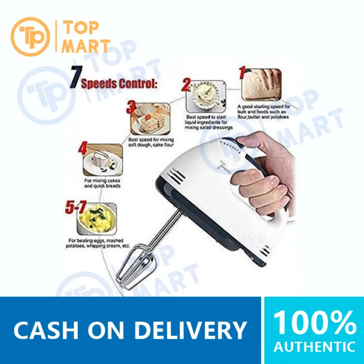 Top mart Scarlett Hand Mixer 7 Speed Dough Hand Mixer Egg Beater Food