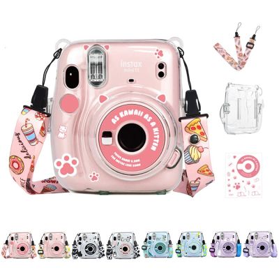 เคสโปร่งใสสำหรับ Instax Mini 11 Photo กระเป๋าสำหรับ Fujifilm Instax Mini 11สติกเกอร์เชือกสายรัดที่เก็บคริสตัลป้องกัน