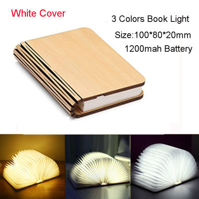 Folding Accordion Night Light 3 Color Rechargeable Wooden Book Light Baby Childrens Birthday Gift Lights for Christmas New Year