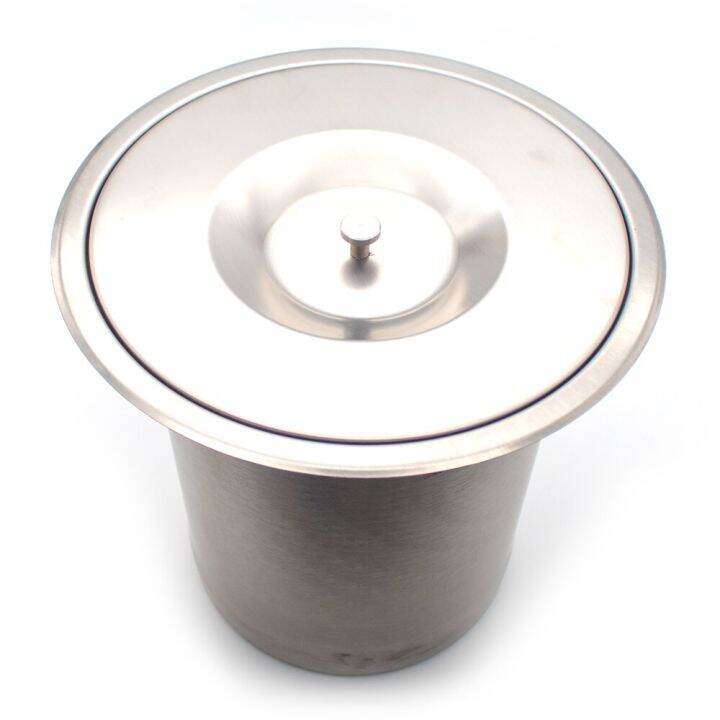 8L Kitchen Countertop BuiltIn Stainless Steel Trash Can Flush Recessed Dustbin Eco