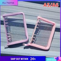 XU HOME DIY สมุดบันทึกบัญชีด้วยมือแวววาวแฟ้มมีซิป A5 A6คลิปสมุดบันทึกประจำปี6เคสโน้ตบุ๊ก