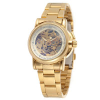 Luxury Gold Women Automatic Mechanical Watches Women Fashion Stainless Steel Clock Ladies Crystal Hollow Skeleton Watch Saatihot