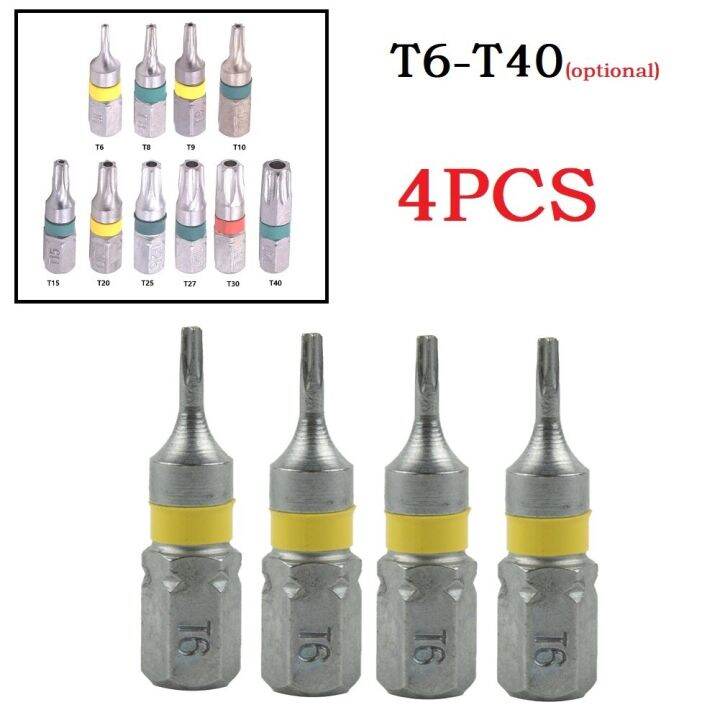 4ชิ้นไขควงไขควง-torx-1-4-ก้านหกเหลี่ยมโลหะผสมเหล็กไขควงไขควงหัวทอร์กซ์ปลอดภัยเครื่องมือมือไขควงไขควง-torx