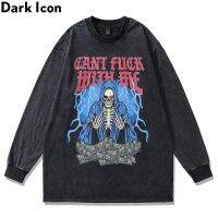 Dark Icon US Dollar Flash Washing Cotton Street Fashion Men S T-Shirt Long Sleeve Male Top